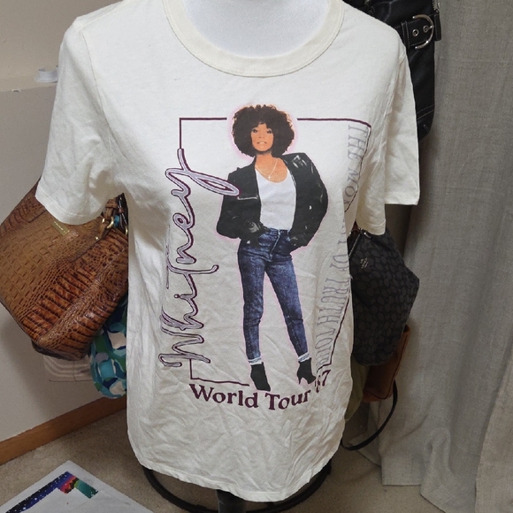 Whitney Houston Tops - Whitney Houston World Tour Tee - White